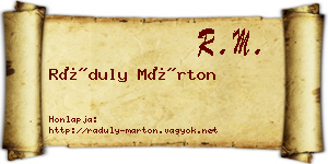 Ráduly Márton névjegykártya