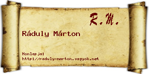 Ráduly Márton névjegykártya
